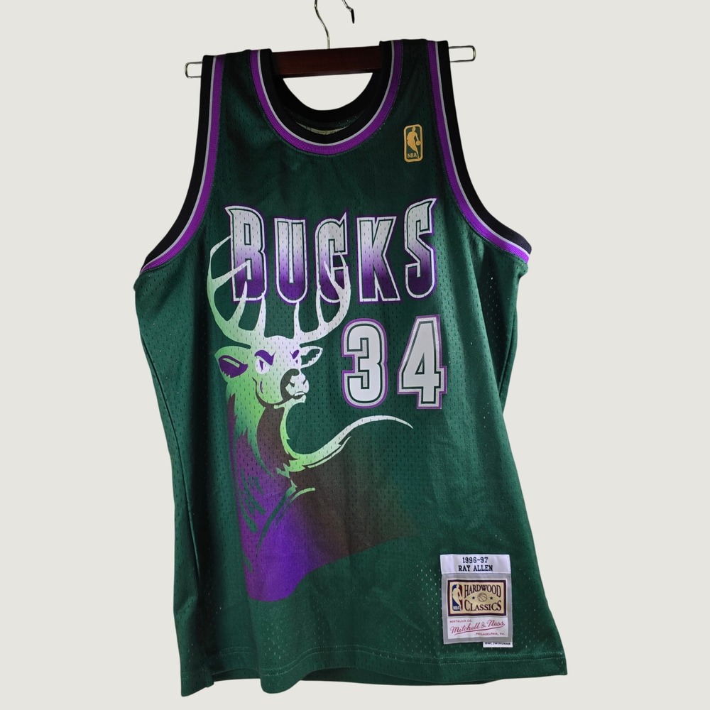 Mitchell & Ness Ray Allen Milwaukee Bucks 1996-97 Jersey Green Mens M